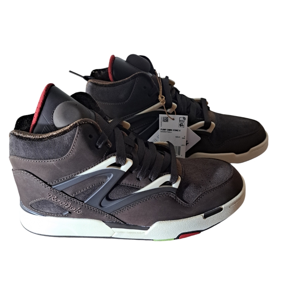 Reebok Pump Omni Zone II Grizzly Brown/Dark Brown/Crimson Mist 7 NEW
